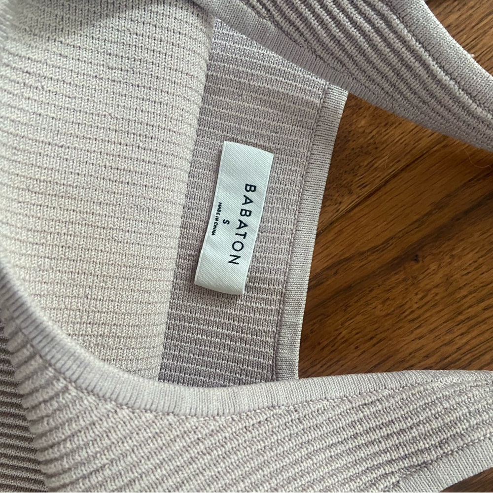 Babaton Ribbed Grey/Pink Crop Top - Picture 3 of 4